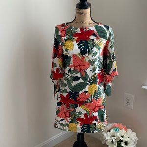 Lulus white tropical print shift dress